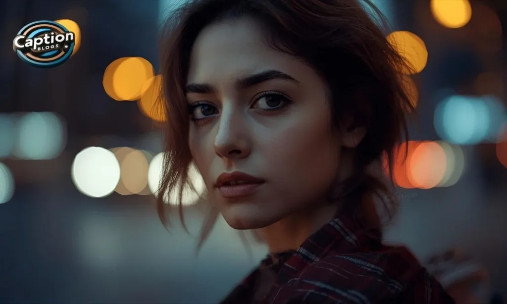 Aesthetic solo portrait with city light bokeh