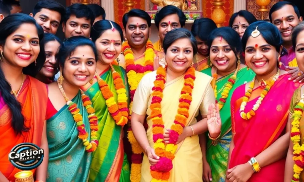 People celebrating Onam with flowers