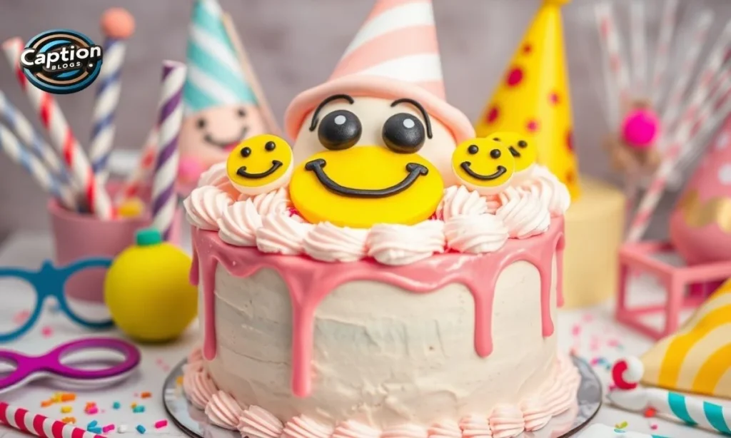 Cute cake with goofy icing and fun party vibe