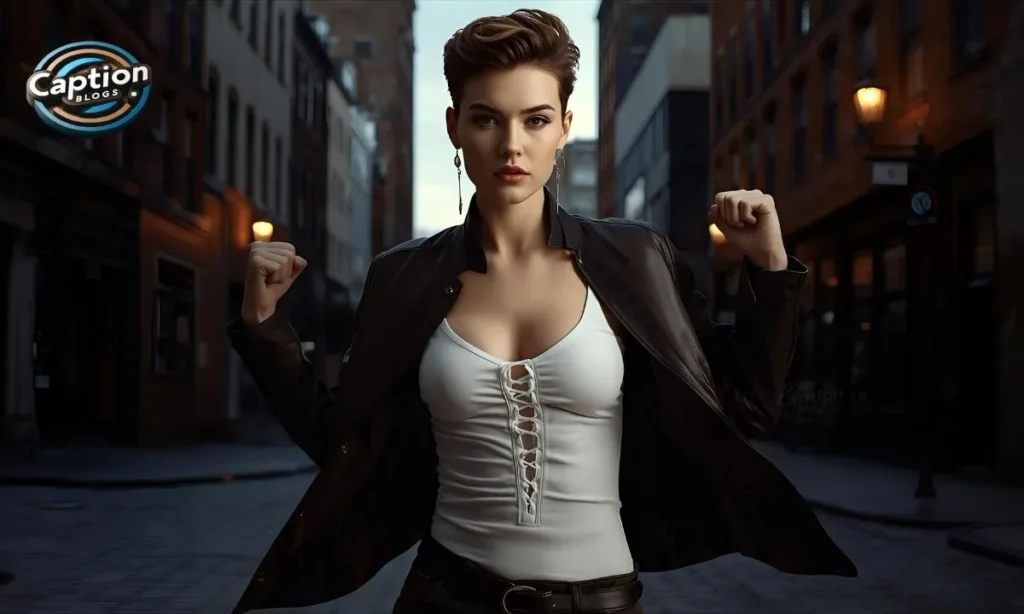 Confident pose with bold urban background