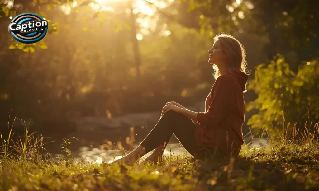 Person sitting calmly in warm healing light