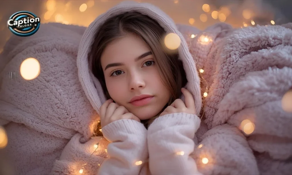 Cute cozy scene with person alone and fairy lights