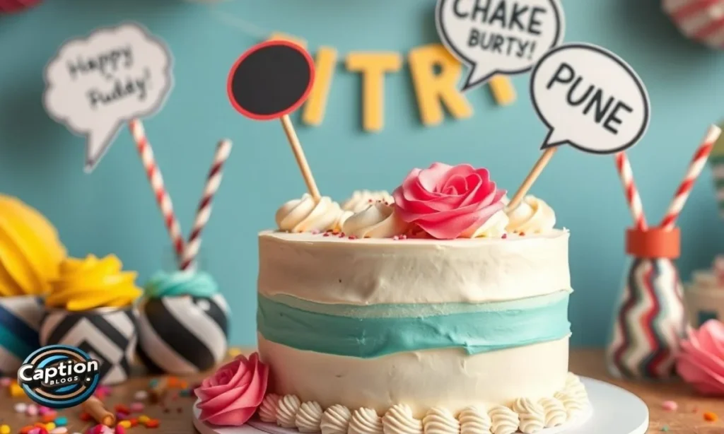 Fun cake with quirky props and engaging setup