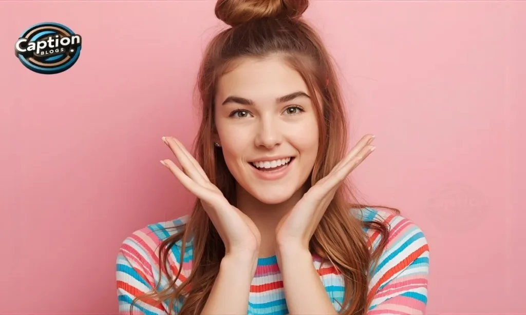 Person making playful face with bright colors