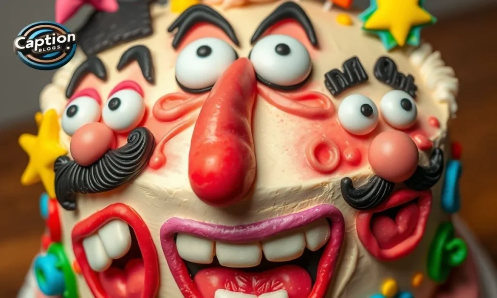 Comical cake with exaggerated funny design
