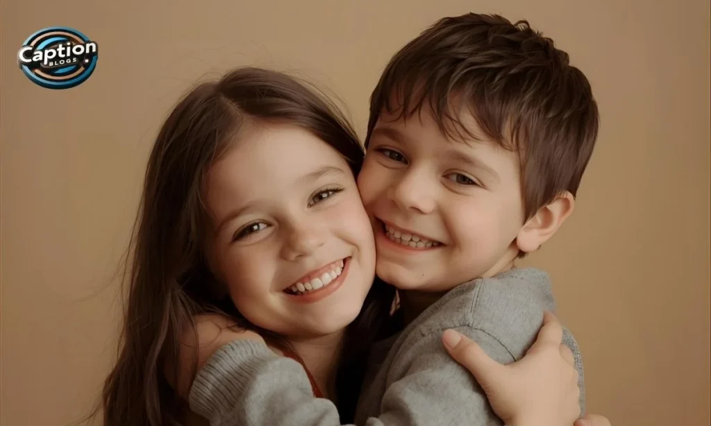 Brother hugging sister with heartfelt warmth