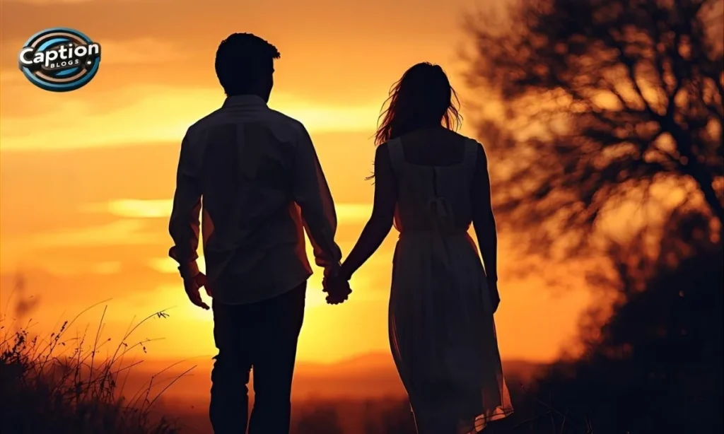 Sibling silhouettes walking during sunset