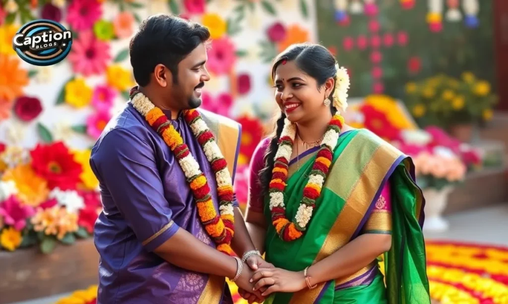 Kerala couple celebrating Onam together