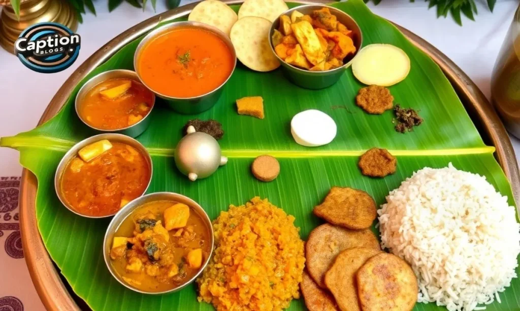 Kerala sadhya feast served on banana leaf
