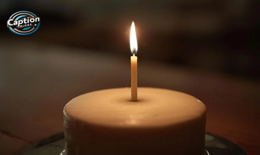 Minimal cake with single 21 candle glowing