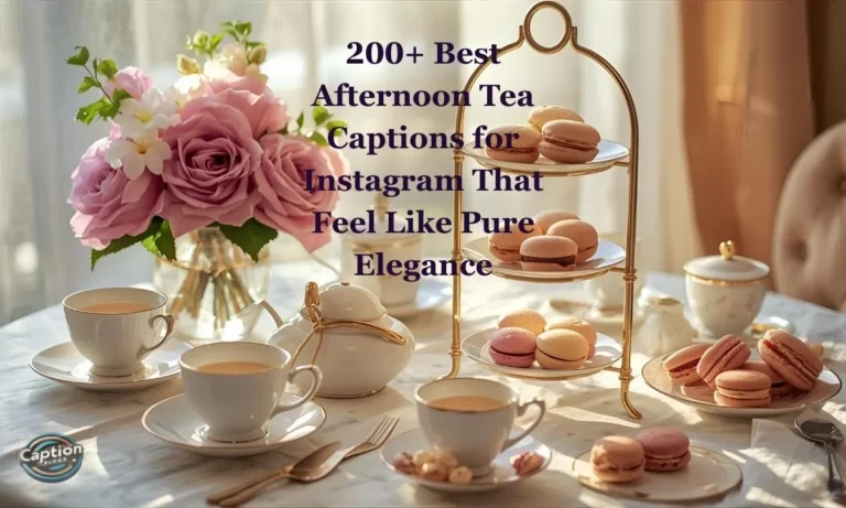 Elegant Afternoon Tea Captions luxury setup