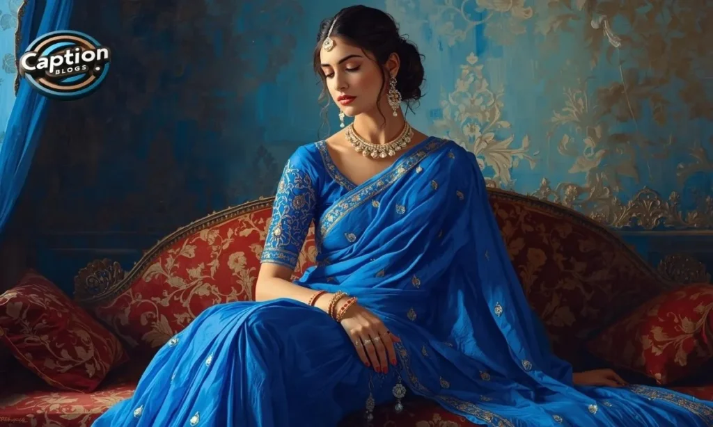Blue Captions for Instagram for blue saree looks