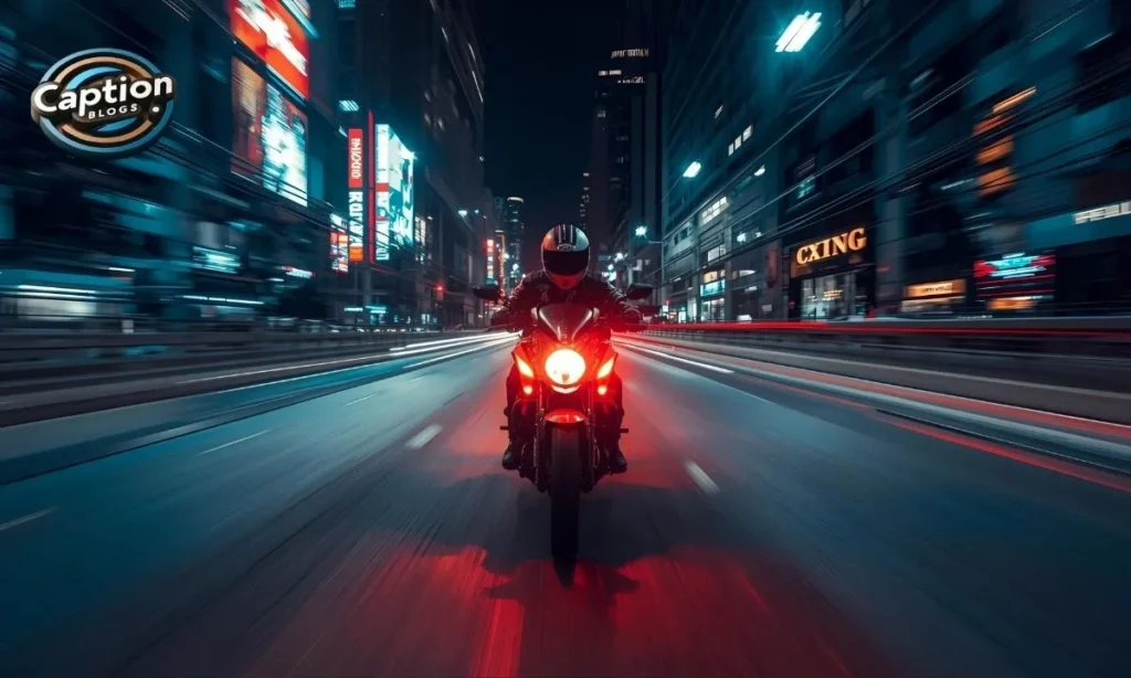 Night Bike Captions neon city ride